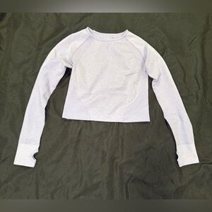 Women's Long Sleeve Stretchy Workout Crop Top - Light Purple